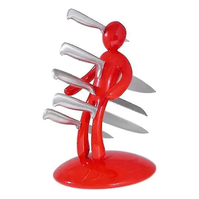 (Red, Without Knife) Otwoo Kitchen Knife Holder, Stabbed Man Kitchen Knife Block With Transparen