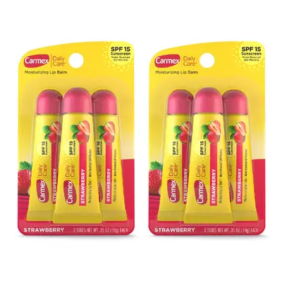 Carmex Daily Care Moisturizing Lip Balm with SPF Strawberry Lip Balm Tubes 0.35 OZ Each - Count 