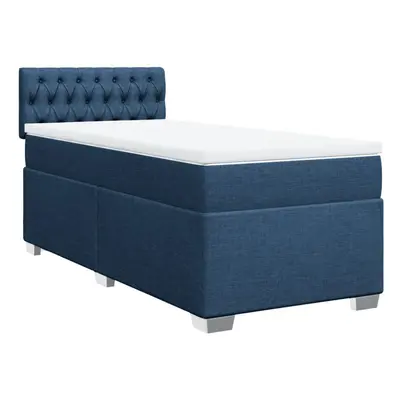 vidaXL Box Spring Bed with Mattress Bed Frame Bedstead Blue 90x200 cm Fabric