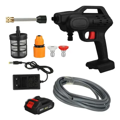 (black, battery) 1500w Cordless Water Gun High Pressure Car Washer Portable Spray Water Nozzle C