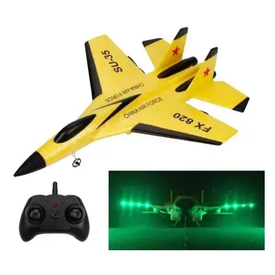 (Yellow, Battery) 2.4G Glider Remote Control Drone Night Flight Fixed Wing Aircraft with Flash L