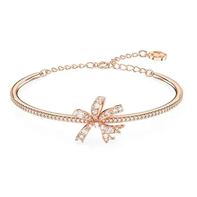 Swarovski Volta Bangle Bracelet, Bow Design with White Chattonage and Pav? Crystals in a Rose-Go