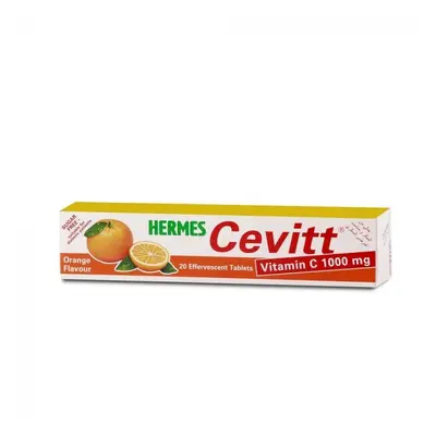 Hermes Cevitt 1000MG Orange Effervescent Contains Vitamin C Tablets 20's