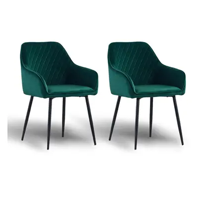 (2PCS, Green) 1/2X Dining Chairs Velvet Metal Leg Kitchen Chairs