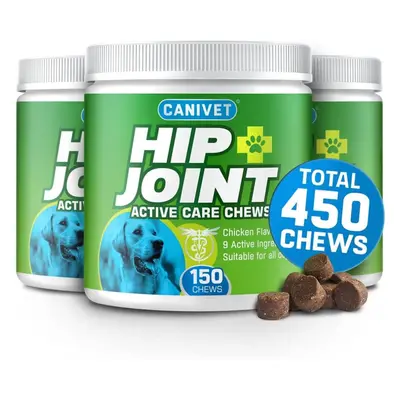 (150 Chews x3) CANIVET Dog Joint Care Supplements-150 Chews With Green Lipped Mussel, Glucosamin