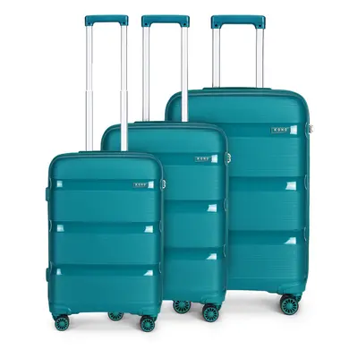 (blue/green, 20/24/28 inch) 20/24/28 Inch PP Hard Shell Suitcase With TSA Lock