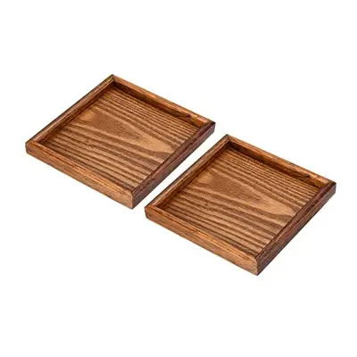 Wood Serving Tray Inch, Pack Square Decorative Platter for Home Decor Kitchen Table Candle Holde