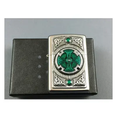 Zippo Lighter, Chrome, Green, Standard