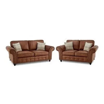 (Tan, 3+2 Set) Oakley Suede Sofa Set