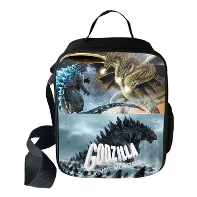 (D) Godzilla Lunch Bag Insulated School Picnic Handbag