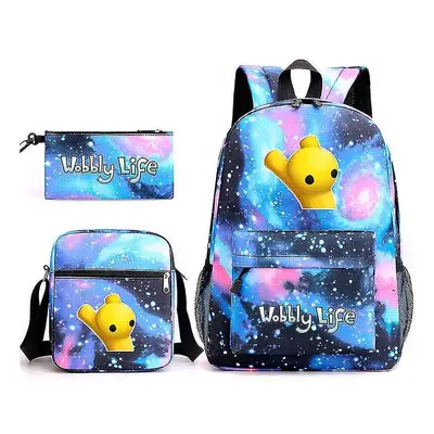 (2) Wobbly Life 3pcs School Backpack Shoulder Bag Pen Bagz