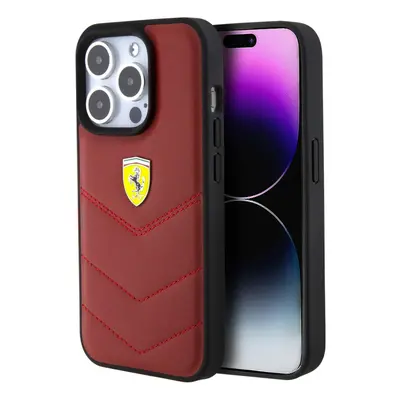 Ferrari Hard Case Leather Stitched Line for iphone Pro 6.1" Red - FEHCP15LRDUR