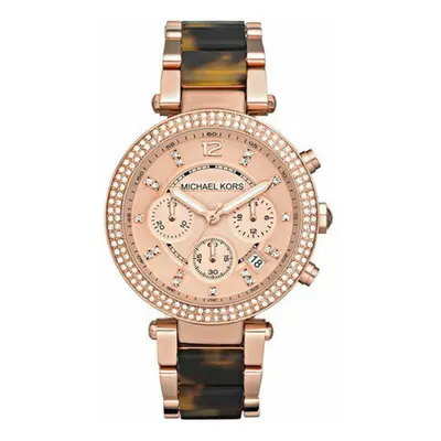 Michael Kors Ladies' Parker Brown Tortoiseshell Rose Dial Designer Watch MK5538