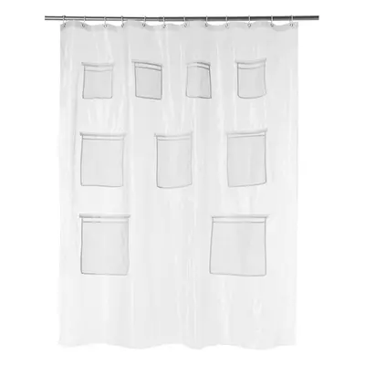 Amazon Basics 8-Gauge PEVA Shower Curtain or Liner with Mesh Storage Pockets - 72" x 72", Clear