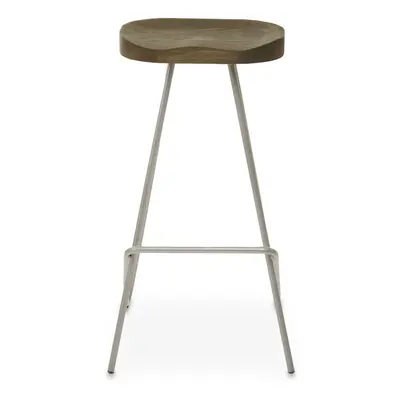 Silver Metal Frame Bar Stool, Sleek Kitchen Stool with Footrest, Contemporary Stool for Bar Coun