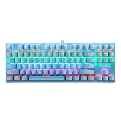 (Blue) Keys Wired Mechanical Keyboard Blue Switch Waterproof RGB Backlight Gaming Keyboard for W