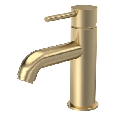 Round Mono Basin Mixer Tap & Push Button Waste - Brushed Brass - Balterley