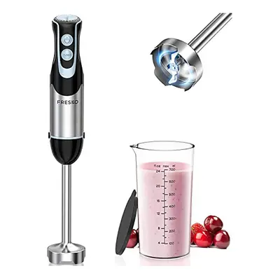 FRESKO Stainless Steel Hand Blender, 1200W Electric Stick Blender with Speed and Turbo Mode, Hea