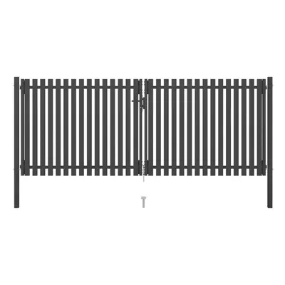 vidaXL Garden Fence Gate Steel 4x1.7m Anthracite Barrier Border Drive Gate