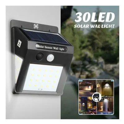 30LED Solar Light PIR Motion Sensor Wall Lamp Security Garden Outdoor 3-Side Lighting