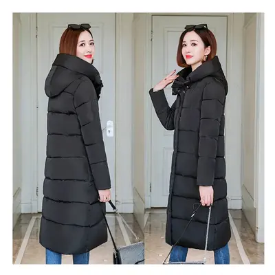 (xxxl 65-70kg, Black) Winter Hooded Long Parkas Coats Women Casual Thicken Big Size 4xl Chaq