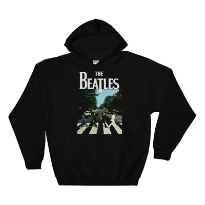 (5X-Large, Black) The Beatles Cool Poster Abbey Road Black Men Women Unisex Hooded Sweatshirt Ho