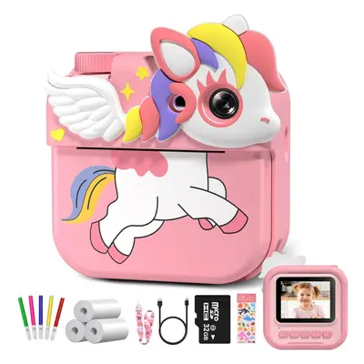 Kids Instant Print Camera, Kids Camera for Girls with Inkless Print Paper & 32G SD Card, 2.4'' 2