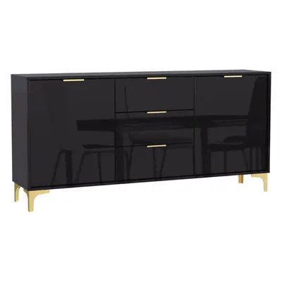 (Black) Sideboard 140cm Gloss Doors - Mex Furniture