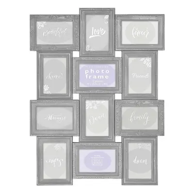 (Grey) Vintage Multi Aperture Photo Picture Frame Holds X 6''X4'' Photos