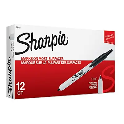 Sharpie Retractable Permanent Markers Fine Point Black Count