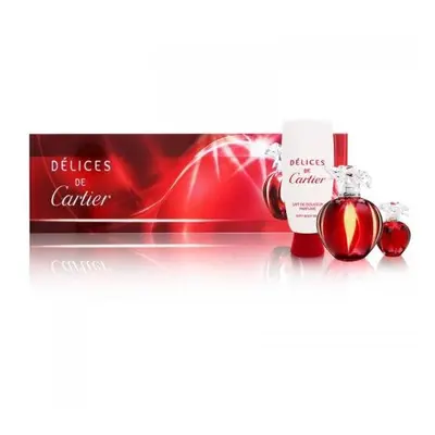 Cartier Delices Pcs Set For Women: 3.4 Edt Sp + 0.16 Oz Edt + 3.4 B/L