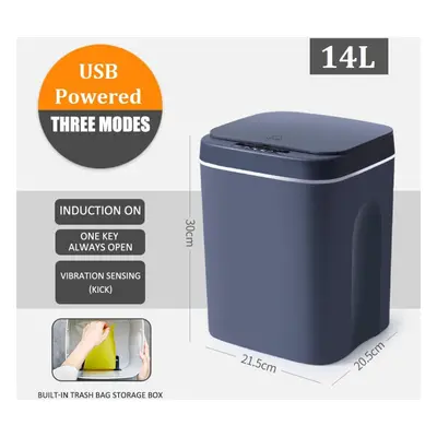 (grey, USB) Smart Trash Can Wireless Sensor Automatic Trash Bin Touchless Garbage Bin Bathroom T