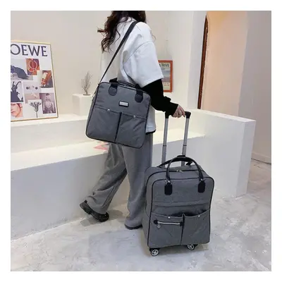 (grey, S+M) Short Distance Travel Bag Large Capacity Luggage Bag Boarding Light Business Trip Lu