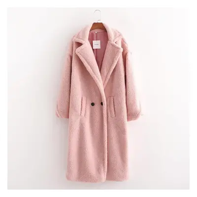 (light pink, M) Autumn Winter Women Coat Stylish Female Thick Warm Cashmere Jacket Casual Street