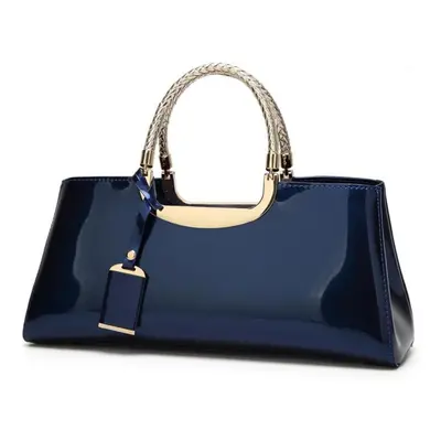 (blue, 34x11x15cm) Light Lacquer Leather Portable Women&apos;s Bag Single Shoulder Wedding Bag B