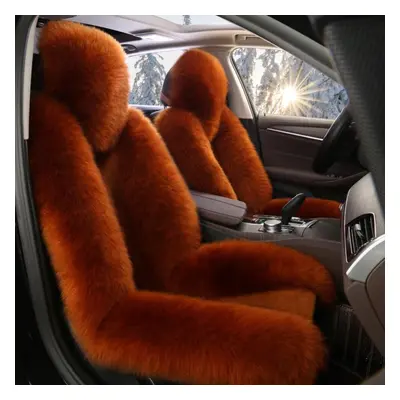 (brown, Seat cushion sets of) 1pc New Sheepskin Fur Car Seat Cover Universal Wool Car Cushion Fr