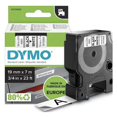 DYMO D1 Labels, Black Print on White, 19mm x 7m, Self-Adhesive Labels for LabelManager Label Pri