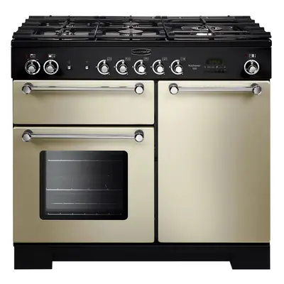 Rangemaster Kitchener 100cm Dual Fuel Range Cooker - Cream / Chrome - A/A Rated