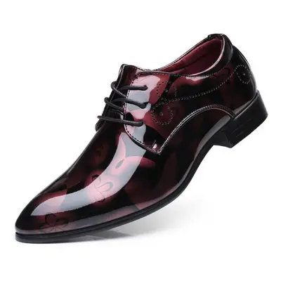 (red, 46) Patent Leather Oxford Shoes For Men Dress Shoes Men Formal Shoes Pointed Toe Business 