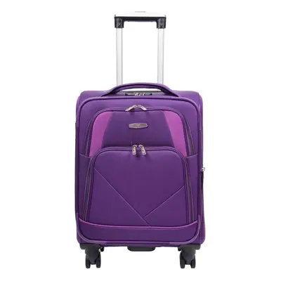 (Purple, Small Cabin Size) Expandable Four Wheel Soft Suitcase Luggage York Purple