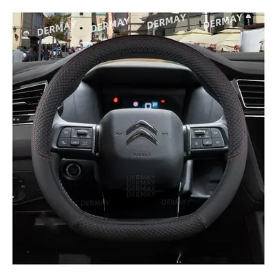 (Black) for Citroen C4 2022 Car Steering Wheel Cover PU Leather Non-slip Auto Accessories Fast S