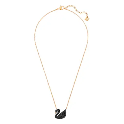 Genuine Swarovski Crystal ICONIC SWAN Pendant Swan Black, Rose gold