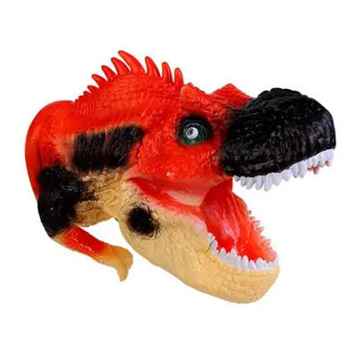 (Orange Red) Dinosaur Hand Puppet Realistic Museum Details Jurassic Play Diecast Model Decor Toy