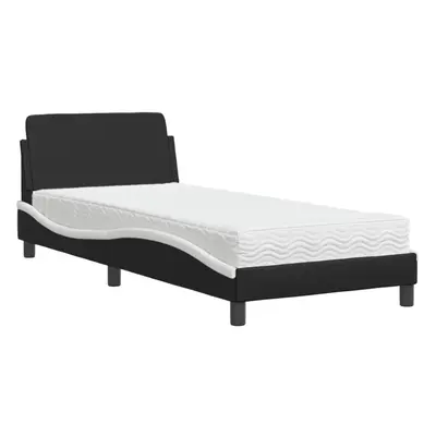 (black and white) vidaXL Bed with Mattress Bed Base Mattress Foundation Bedstead Faux Leather