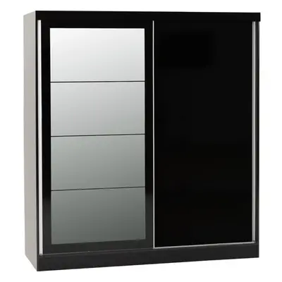 Nevada Door Sliding Wardrobe in Black Gloss Finish