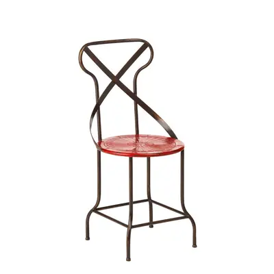 Red Metal Chair, Exquisite Metal Dining Chair, Relaxing Footrest Metal Dining Chair