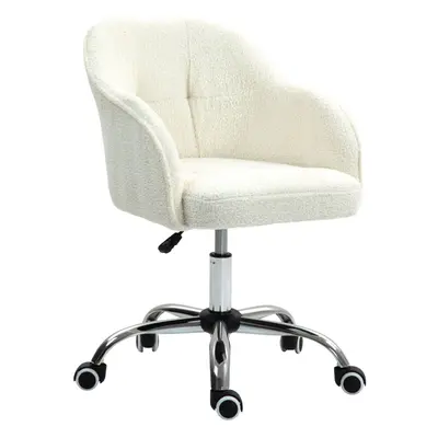 HOMCOM Fluffy Vanity Chair for Desk, with Height Adjustable, Wheels, Cream