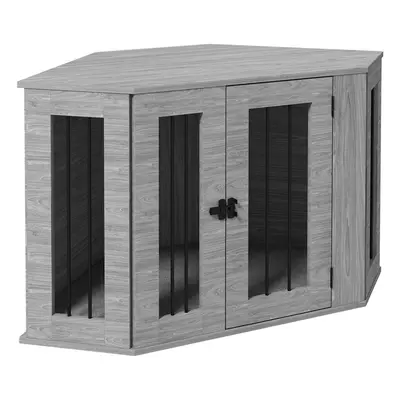 PawHut Dog Crate Furniture for Medium Dogs w/ Cushion, Large Door - Grey