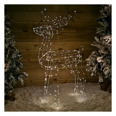 1.14m Outdoor Light Up Reindeer Christmas Decoration with Twinkling Warm White LEDs