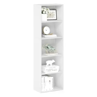 (5-Tier, White) 5-Tier Reversible Color Open Shelf Bookcase, White